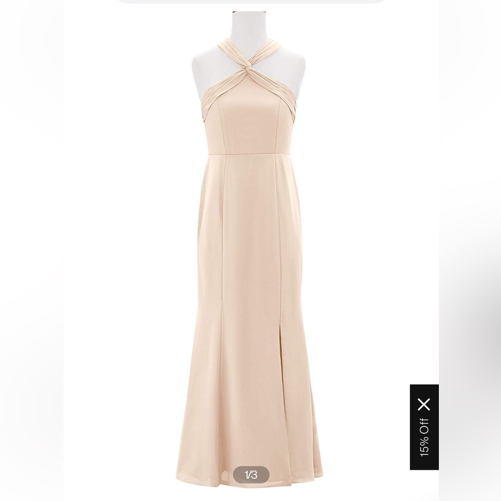 AZAZIE SIZE A12 Champagne Mermaid Side Slit Bridesmaid Dress CHIFFON